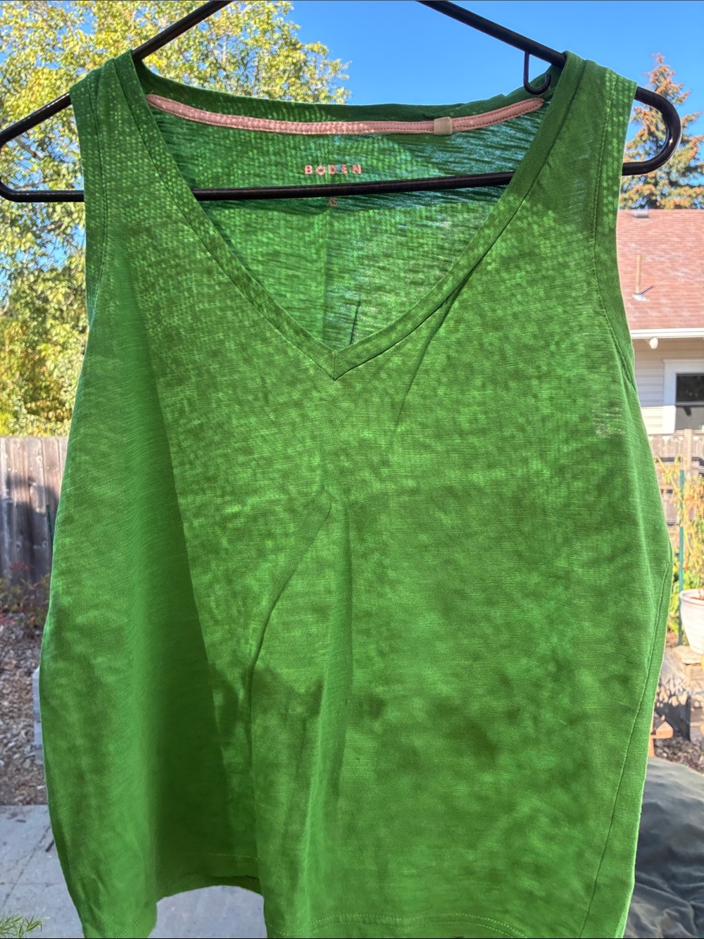 Boden Green V-Neck Sleeveless Tank